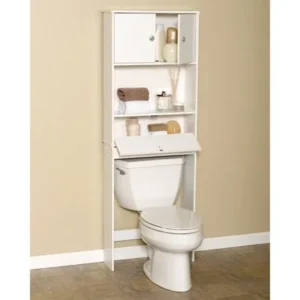 Zenna Home Drop Door Over the Toilet Bathroom Spacesaver, Bath Storage Shelves, White