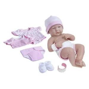 JC Toys 14" All-Vinyl La Newborn, OriginalRealistic Baby Doll, Pink Deluxe Clothing Layette Set - Perfect for Children 2+