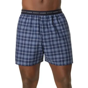 Big Men's Comfort Flex Exposed Waistband Blue Plaid Boxer 2XL, 5-Pack