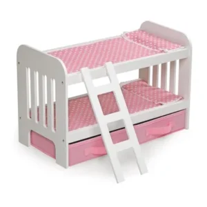 Badger Basket Doll Bunk Bed with Ladder and Two Storage Baskets - Pink/Polka Dot - Fits American Girl, My Life As & Most 18" Dolls