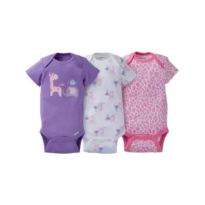 Gerber Newborn Baby Girl Assorted Short Sleeve Onesies Bodysuits, 3-Pack