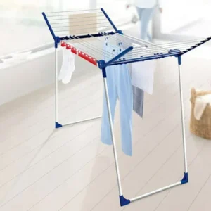 Leifheit Varioline L Winged Clothes Drying Rack with Adjustable Lines, Blue/White