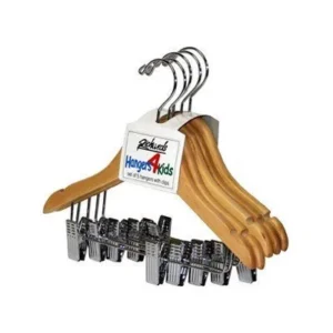 Wood Children's Shirt Hanger with Clips