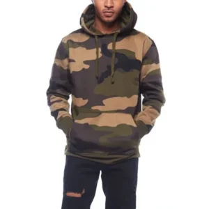 Mens Hipster Urban Camouflage Military Print Fleece Hoodie STY11397