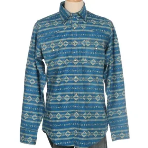 Tin Haul Apparel Mens Tin Haul Blue Print Long Sleeve Snap Shirt