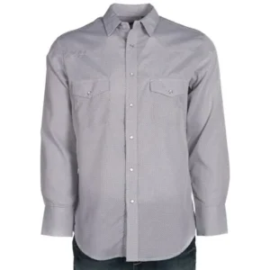 Roper Apparel Mens Blue Print Long Sleeve Shirt