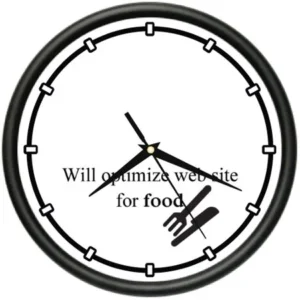 OPTIMIZE WEBSITE FOR FOOD Wall Clock seo internet marketing ppc web gift