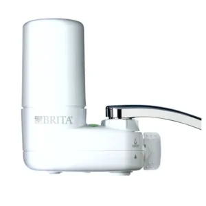 Brita Tap Water Filter System, Water Faucet Filtration System with Filter Change Reminder, Reduces Lead, BPA Free, Fits Standard Faucets Only - Basic, White