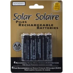Moonrays 97143 Rechargeable NiMh AA Batteries for Solar Powered Units, 1500-mAh, 4-Pack