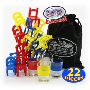 "Drunken Chairs" Deluxe Chairs Stack & Balance Drinking Game with Exclusive "Matty's Toy Stop" Storage Bag