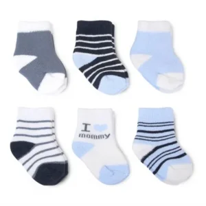 Child of Mine by Carter's Infant Baby Boy 6 Pack 'I Love Mommy' Crew Socks, 0-6M