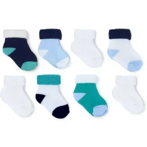 Child of Mine by Carter's Newborn Baby Boys 8 Pack Terry Roll Socks, 0-6M