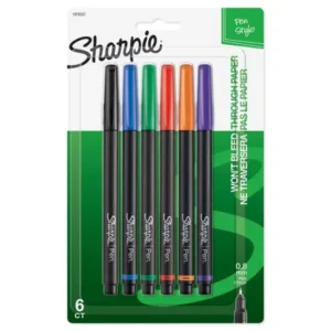 Sharpie Felt Tip Pens, Fine Point, Assorted Colors, 6 Count