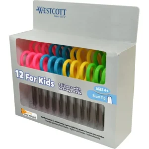 Westcott 5" Blunt Anti-Microbial Kids Scissors, 12 Pack, Assorted Colors