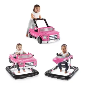 Bright Starts 3 Ways to Play Ford F-150 Baby Walker with Activity Station, Pink