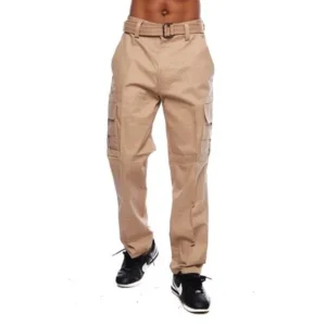 Mens Basic Belted Cargo Pants Big Mens Plus Size Urban Hip Hop Long Pants P108A