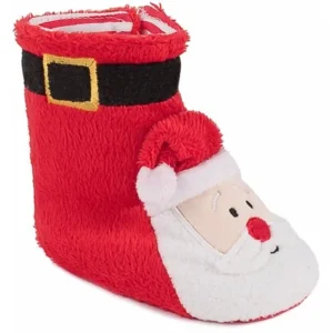 Red Santa Christmas Slipper Boots For Baby Boys or Baby Girls Small 3-6 Months