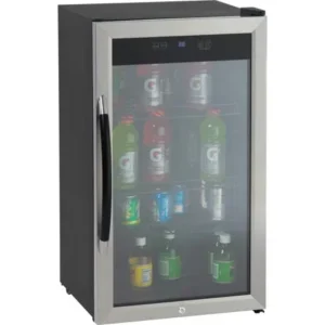 Avanti Showcase Beverage Cooler with Stainless Steel Door Frame and Dual-Pane Glass Door