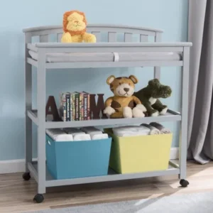 Delta Children Arch Top Changing Table with Casters, Grey