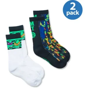 Teenage Mutant Ninja Turtles, Boys Socks, 2 Pack Crew Socks (Little Boys & Big Boys)