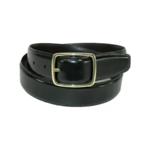 Size 46 Mens Big & Tall Leather Gold Buckle Center Bar Reversible Belt, Black to Brown