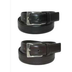 Size 58 Mens Big & Tall Double Stitched Belts (Pack of 2), Black/Brown