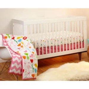 Little Bedding by Nojo by Little Bedding by Nojo Reversible Sweet Tweet/Pink Chevron Print 3-Piece Crib Bedding Set