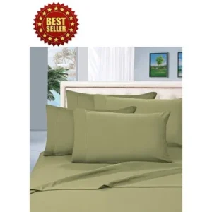 Celine Linen Wrinkle and Fade Resistant HIGHEST QUALITY 1800 Series Luxurious 4-Piece Bed Sheet Set, Deep Pocket up to 16 inch, Queen Sage/Green
