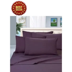 Celine Linen Wrinkle and Fade Resistant HIGHEST QUALITY 1800 Series Luxurious 4-Piece Bed Sheet Set, Deep Pocket up to 16 inch, Queen Purple