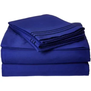 Celine Linen Wrinkle and Fade Resistant HIGHEST QUALITY 1800 Series Luxurious 4-Piece Bed Sheet Set, Deep Pocket up to 16 inch, Queen Royal Blue