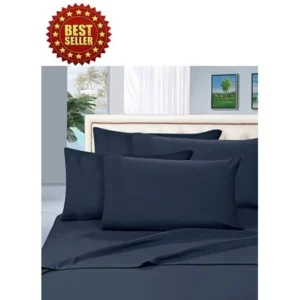 Celine Linen Wrinkle and Fade Resistant HIGHEST QUALITY 1800 Series Luxurious 4-Piece Bed Sheet Set, Deep Pocket up to 16 inch, King Navy Blue