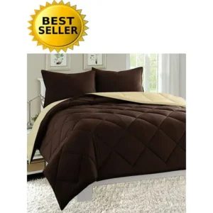 Down Alternative 3pc Comforter Set-Full/Queen, Brown/Cream