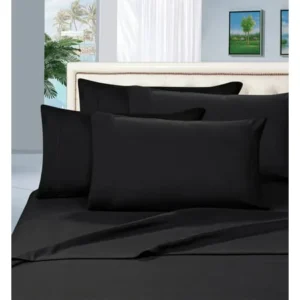 Celine Linen Â®Supreme 1500 Collection 4pc Bed Sheet Set - All size and Colors , Queen Black