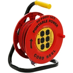 Designers Edge Power Stations 14/3-Gauge Cord Reel with 6 Outlets, 50-Foot