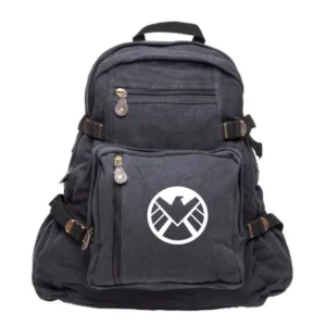 Marvel Agents of Shield Logo Durable Canvas Military Backpack School Book Bag