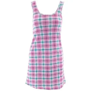 Amanda and Zoey Women's Pink Lavender Plaid Cotton Nightshirt Medium