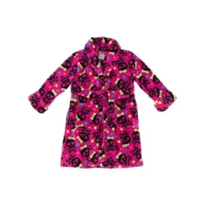 Pink with Black Skulls Bathrobe for Girls