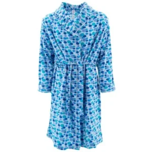 Inteco Women's Blue Polka-Dot Fleece Bathrobe