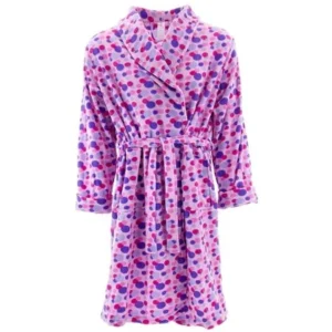 Inteco Women's Pink Polka-Dot Fleece Bathrobe