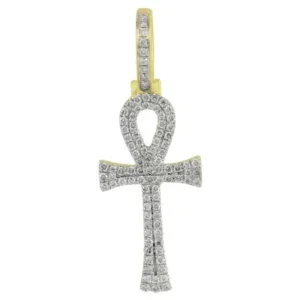 Ankh Cross Pendant Iced Out Solid Real 10K Gold Brand New On Sale