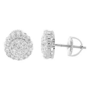 Round Prong Set Earrings 14k White Gold Plate Screw On Studs Mens Round Shape On Sale