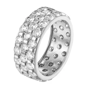 Designer 925 Sterling Silver Round Cut Simulated Diamond Silver Tone Affordable Wedding Band Sizes 6,7 and 8