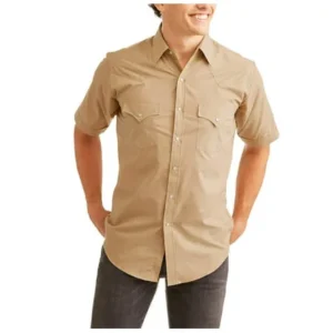 Short Sleeve Mens Big and Tall Solid Western Shirt