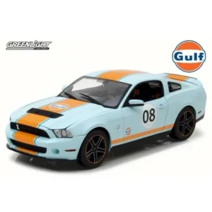 2012 Shelby GT-500 Gulf Oil #08, Light Blue w/ Orange Stripes - Greenlight 12990 - 1/18 Scale Diecast Model Toy Car