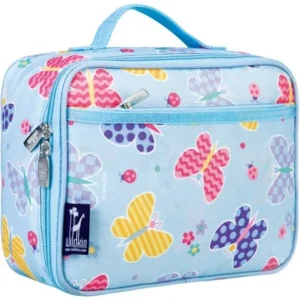 Wildkin Kids Butterfly Garden Blue Insulated Lunch Box for Boys and Girls