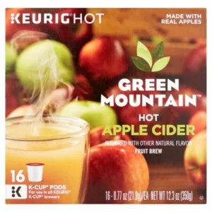 Keurig Hot Green Mountain Hot Apple Cider Fruit Brew K-Cup Pods, 0.77 oz, 16 count