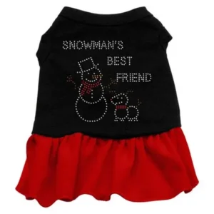 Snowman's Best Friend Rhinestone Dress Black with Red XS (8)