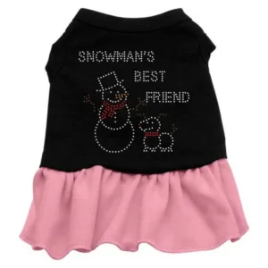 Snowman's Best Friend Rhinestone Dress Black with Pink XXXL (20)