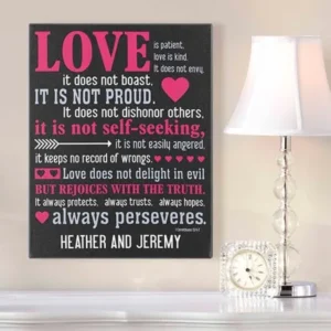 Personalized "Love Is" Bible Verse Canvas