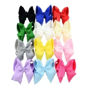 Coxeer 12Pcs Baby Girls Grosgrain Ribbon Lace Hair Bows Clips Fashion Hair Band Headbands Hair Accessories for Kids Teen Girls Women (Colorful)